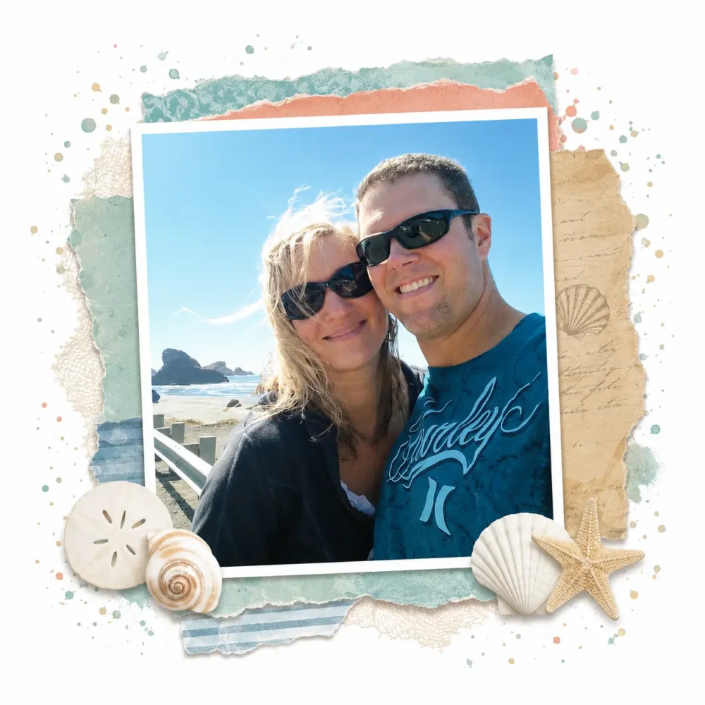 Beach photo of a couple used to illustrate the Start with One Memory process.