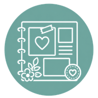 Completed scrapbook page icon representing the Finish a Page step in the Sketch & Savor process.