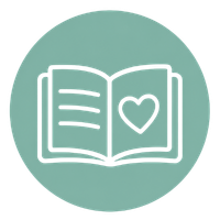 Open book with a heart icon representing the Start with a Story step in the Sketch & Savor process.