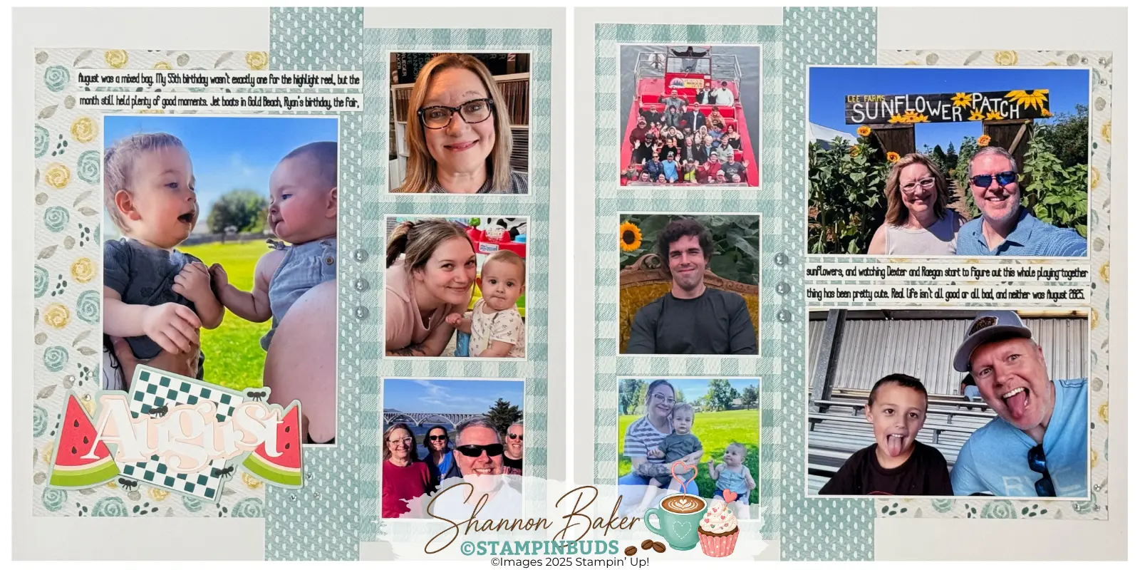 August scrapbook layout featuring favorite moments from the month