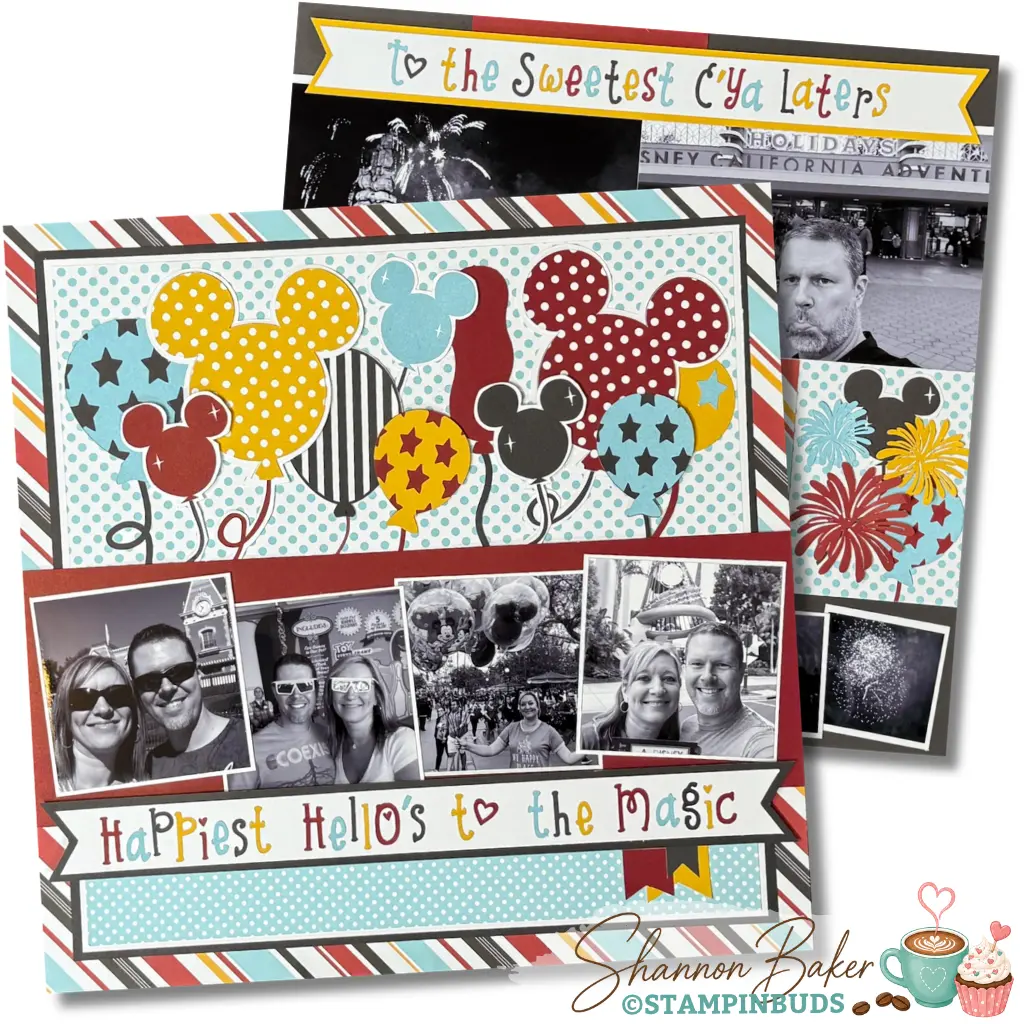 Disney Hello and C’ya Later scrapbook layout